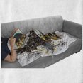 thumbnail image 6 of Tattoo Soft Flannel Fleece Blanket, American Eagle Wings Wide Open Top of Skull Carrying Brick Wall with Eye Print, Cozy Plush for Indoor and Outdoor Use, 50" x 60", Brown and White, by Ambesonne, 6 of 6