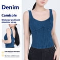 thumbnail image 6 of vigerkar Denim Corset Top for Women Going Out Jean Crop Tank Tops Trendy Sleeveless Slim Fit Workout Top (Dark Blue, XL), 6 of 7