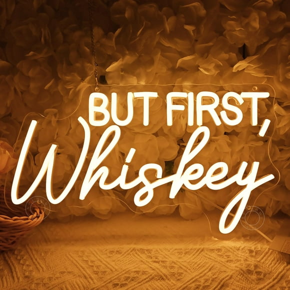 Letrero LED de neón SYLHOME con forma de whisky, 40 x 22 cm, USB 5 V, cálido