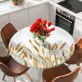thumbnail image 2 of Fall Wheat Round Tablecloth 36-44 Inch Round Fitted Table Cloth with Elastic Edge, Autum Botanical Farmhouse Yellow Orange Waterproof Table Cover Protector for Outdoor Picnic Party Dining, 2 of 6