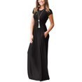 thumbnail image 3 of U.Vomade Femmes Manches Courtes Col Rond Poche Décontractée Longue Dress, 3 of 4
