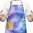 thumbnail image 2 of Purple Blue Tie Dye Pattern Apron-Garden Aprons for Women with Pockets-Cotton Linen Waterproof Kitchen Cooking Gardening Aprons Adjustable for Kitchen,Cooking,BBQ and Salon 33x27 Inch, 2 of 7