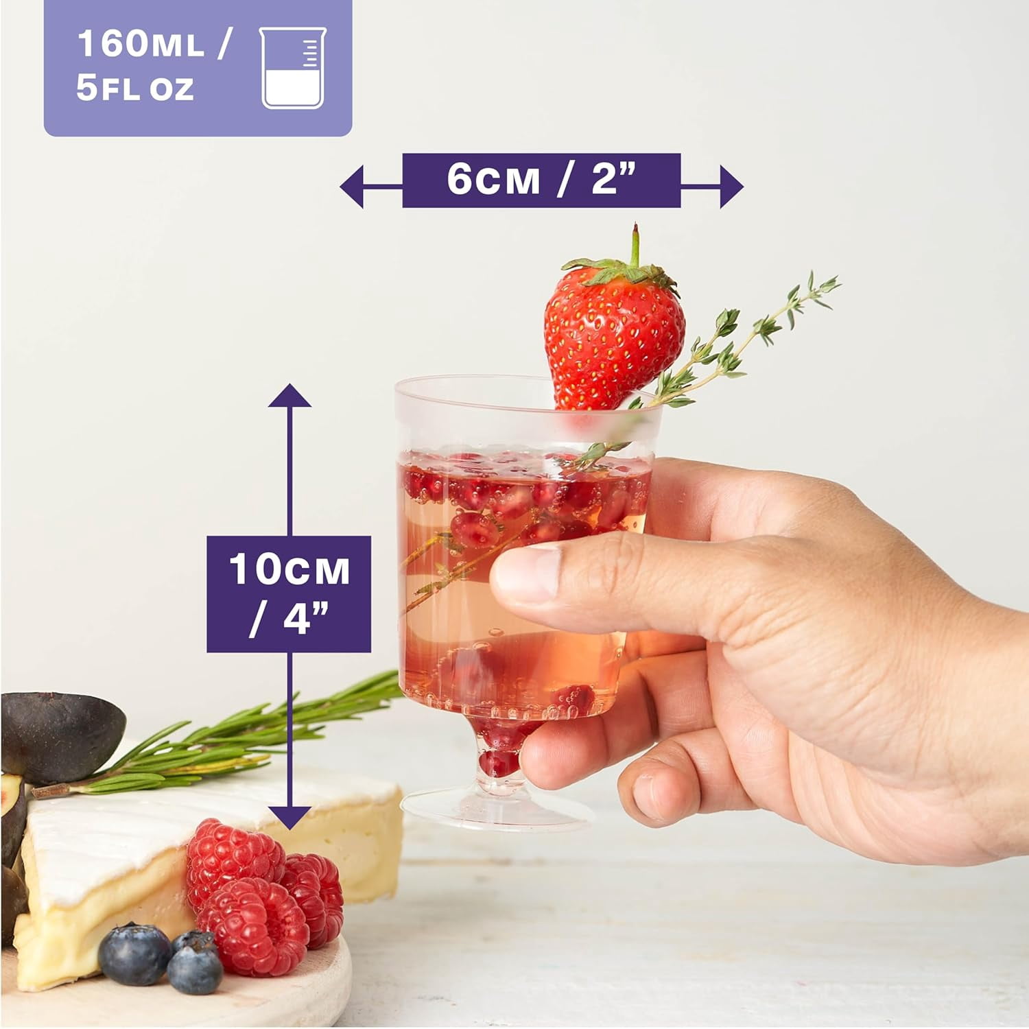 MATANA 50 Pack 6 oz Clear Plastic Wine Glasses & Goblet Cups with Stem for Wedding Banquet, Garden Parties & Events
