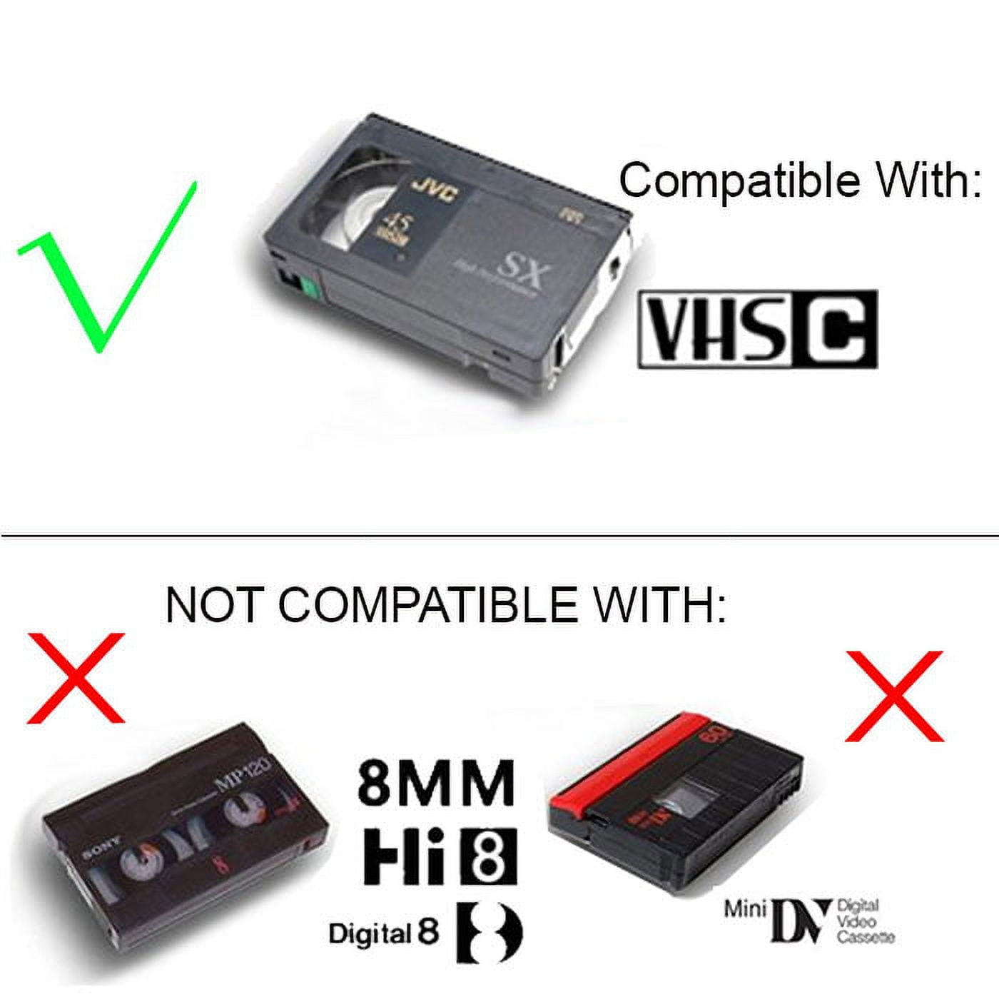 Motorized VHS-C Cassette Adapter For JVC C-P7U CP6BKU C-P6U,Panasonic  PV-P1,RCA VCA115, Model: , Electronics & Accessories Store