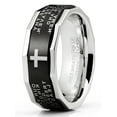 thumbnail image 2 of Men's Lords Prayer Stainless Steel Ring Christian Cross Bible Two-Tone, 2 of 5