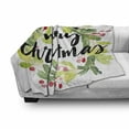 thumbnail image 3 of Christmas Soft Flannel Fleece Throw Blanket, Watercolor Painting Style Christmas Wreath and Hand Lettering Mistletoe, Cozy Plush for Indoor and Outdoor Use, 50" x 60", Black Green White, by Ambesonne, 3 of 6