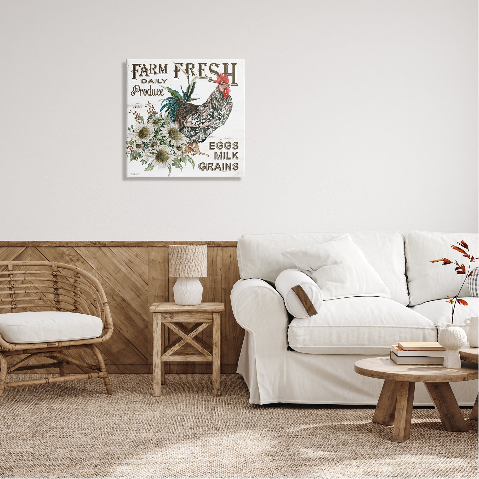 Stupell Industries Farm Fresh Country Hen Botanical & Floral Painting Gallery Wrapped Canvas Print Wall Art, 24 x 24