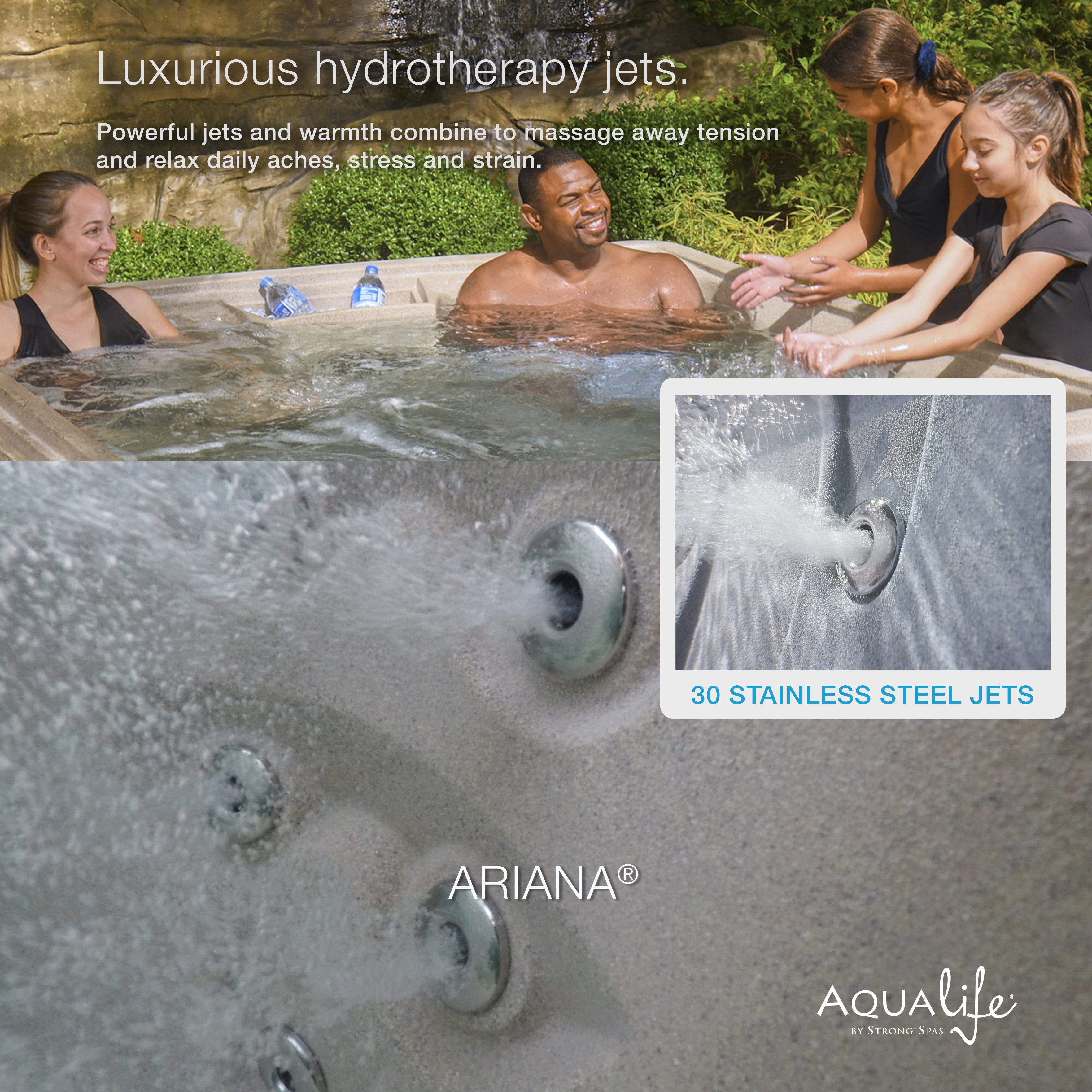 Aqualife by Strong Spas Ariana 6 Person 70-Port Lounger Spa, 30 Jets, Espresso