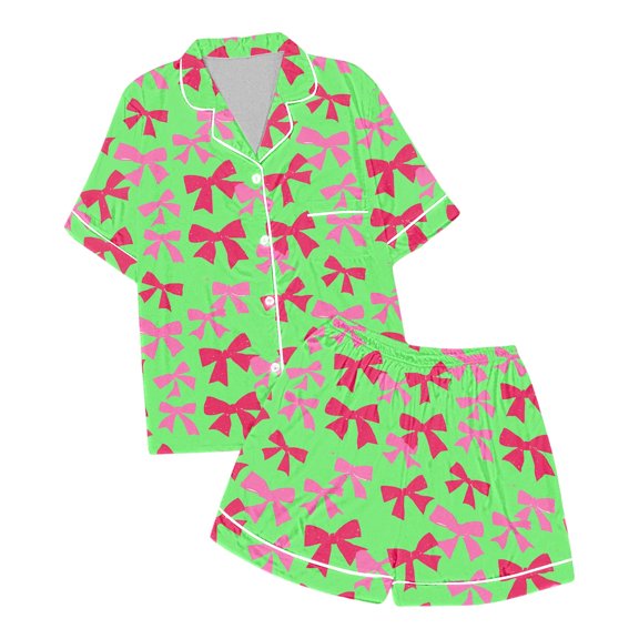 Xmyrz Teen Pajama Sets Girl 2Pc Softable Bow Tie Casual Faddish Shorts Set Loungewear Pj Set Sleepwear Outfit