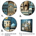 thumbnail image 3 of Designart "Eid Festivities in the City I" Spiritual Framed Wall Art - Global Blue Islam Hallway Framed Wall Art Decor, 3 of 6
