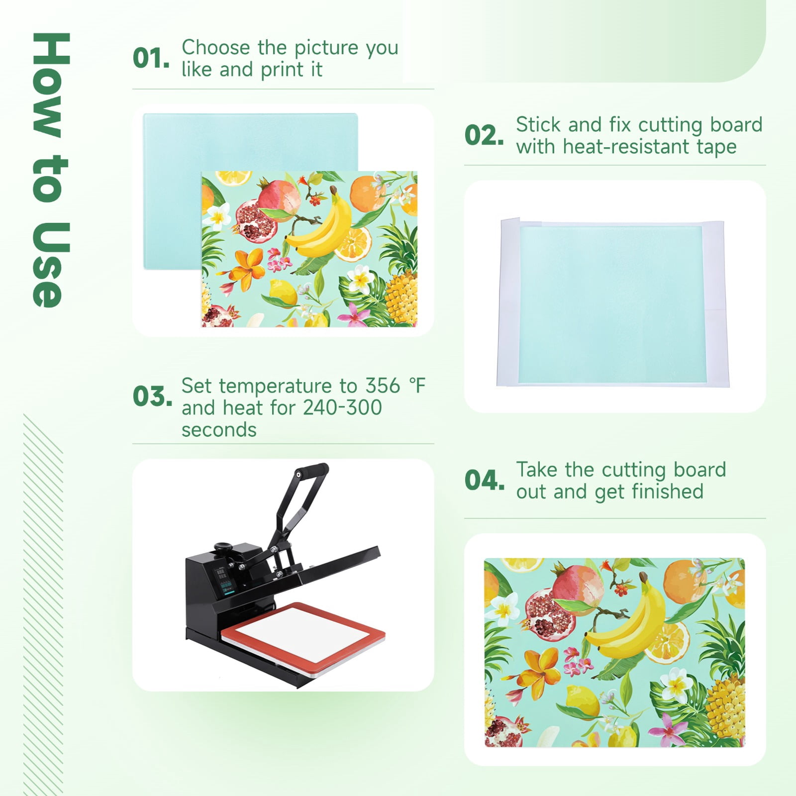 10 PCS Sublimation Glass Cutting Boards, Blank DIY Cutting Boards for Kitchen, Textured Sublimation Tempered Glass Cutting Boards, Anti Slip Heat Resistant Cutting Boards