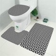 thumbnail image 2 of Black White Triangle Checkered Pattern Bathroom Rugs Sets 3 Piece,Toilet Cover Set,Absorbent Non Slip Bathroom Mats Sets with U-Shaped Contour Rug Toilet Rug Set, 2 of 5