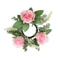 thumbnail image 1 of Candle Rings Wreaths Artificial Candle Wreath for Tabletop Halloween Wedding Pink, 1 of 8