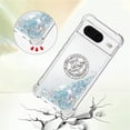 thumbnail image 4 of Glitter Clear Sparkly Bling Case for Google Pixel 8 Case, Flowing Liquid Quicksand Cover with Diamond Ring Holder Case for Google Pixel 8  Silver, 4 of 14