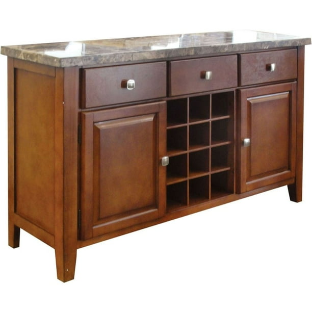 Marble Top Server, Brown Marble & Brown Cherry