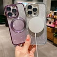 thumbnail image 6 of Compatible with iPhone 13 Pro Magnetic Gardient Glitter Case, Plating Bling Cute Case with MagSafe for Women Girls Full Camera Protector Back Cover for iPhone 13 Pro 6.1'' Purple, 6 of 12