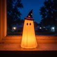 thumbnail image 5 of Vintage Halloween Ghost Decoration, Blow Mold Ghost With Witch Hat LED Light, 12 Inch Lighted Halloween Tabletop Decor, Retro Spooky Ghost Lamp for Mantel Window Entryway Fall Home Decor, 5 of 5