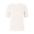 thumbnail image 4 of Pimfylm Short Sleeve Sweater for Women V Neck Lightweight Pullover Sweaters Loose Dressy Fashion Spring Sweaters White, S, 4 of 5