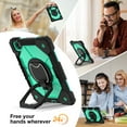 thumbnail image 5 of for iPad Pro 11 2022/2021/2020/2018/Air 4/Air 5 with Pencil Holder/360° Rotating Kickstand/Grip Handle/Shoulder Strap Kids Girls Heavy Duty Protective 3-Layers Cover, Black+Mint, 5 of 8