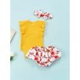thumbnail image 4 of Xingqing Newborn Baby Girl Robe Volant Côtelée Robe Courte Florale Pants Tenues Été Clothes, 4 of 7