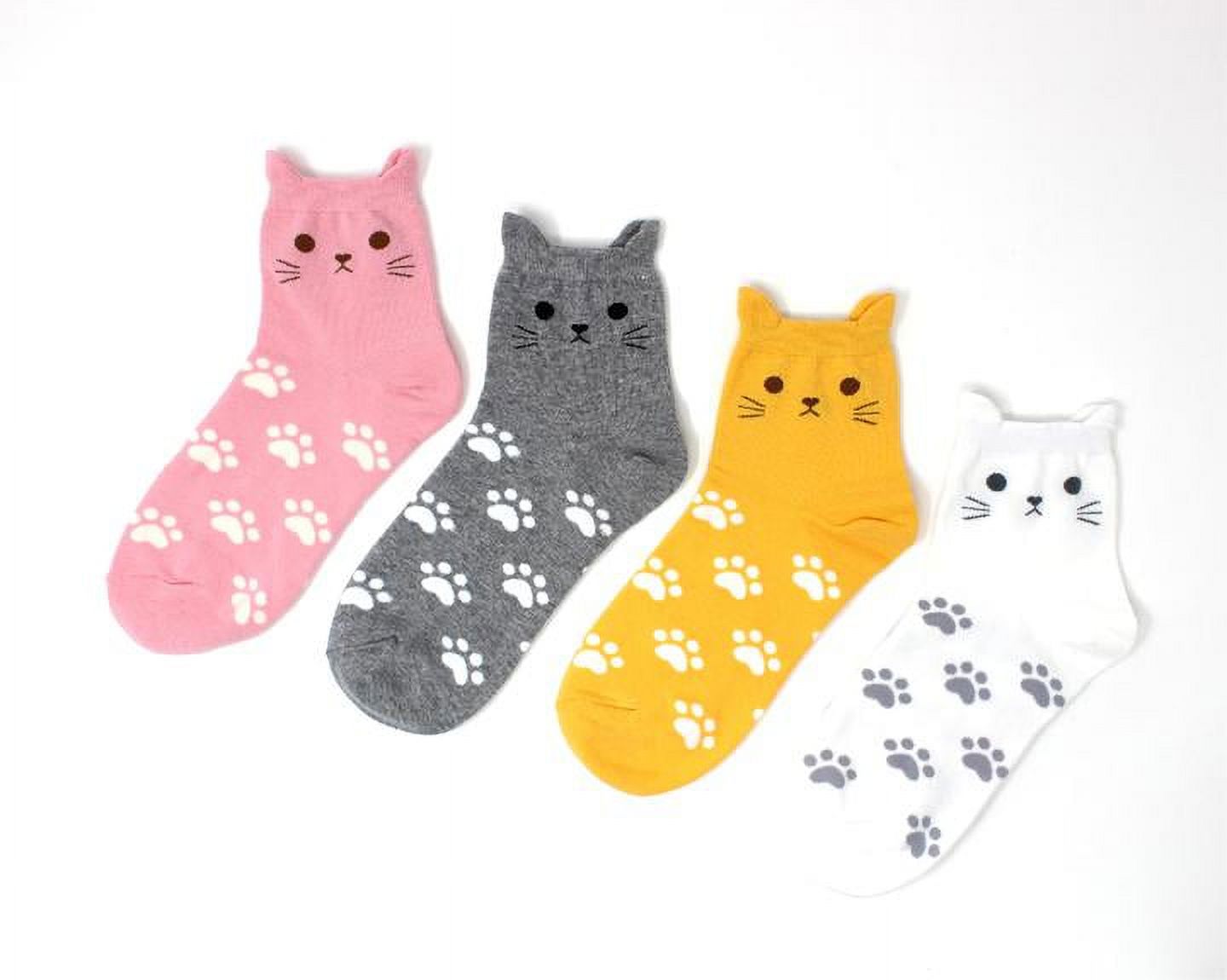 LIVEBEAR Women's 4/5 pack Cute Cat Paws Funny Novelty Crew Socks Made ...
