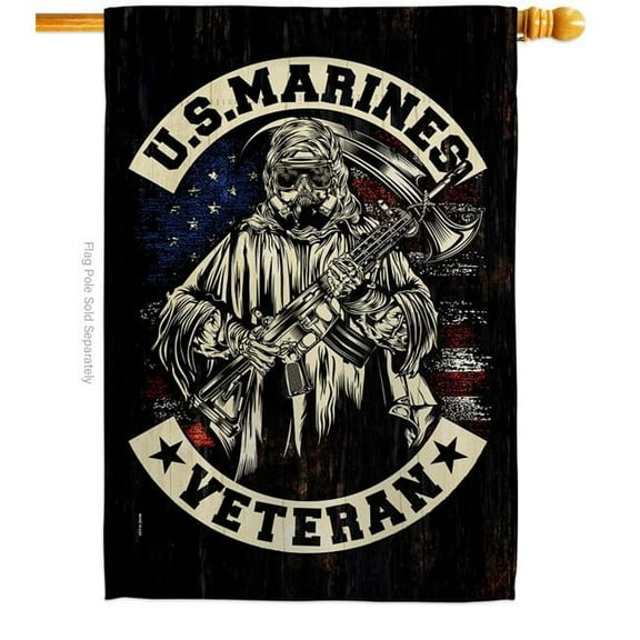 US Brotherhood  28 x 40 in. Marines Veteran House Flag with Armed Forces Marine Corps Double-Sided Decorative Vertical Flags Decoration Banner Garden Yard Gift