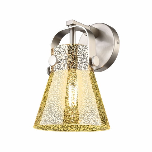 423-1W-SN-G411-6ME Innovations Lighting Pilaster II Cone - 1 Light Wall Sconce-10.13 Inch Tall and 6.5 Inch Wide-Satin Nickel Finish-Mercury Glass