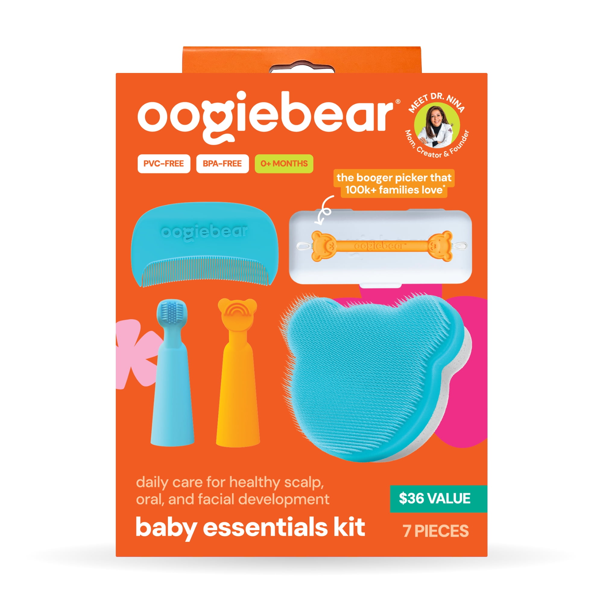Oogiebear 7-Piece Baby Essentials Kit - BPA-Free Health Oral and Daily Care Set