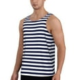 thumbnail image 2 of Rateoe Navy Blue And White Stripes Pattern Sleeveless Gym Shirt Muscle Tee Breathable Workout Shirt Slim-Fit Tank Quick Dry Fit Muscle Tank Top Bodybuilding Sleeveless T Shirt-Medium, 2 of 7