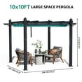 thumbnail image 2 of Aluminum Pergola, Retractable Weatherproof Canopy, Mesh Side Curtains, Faux Wood Finish, Waterproof Outdoor Patio Gazebo for Garden, Backyard & Poolside, Blue, 10*10 FT, 2 of 7