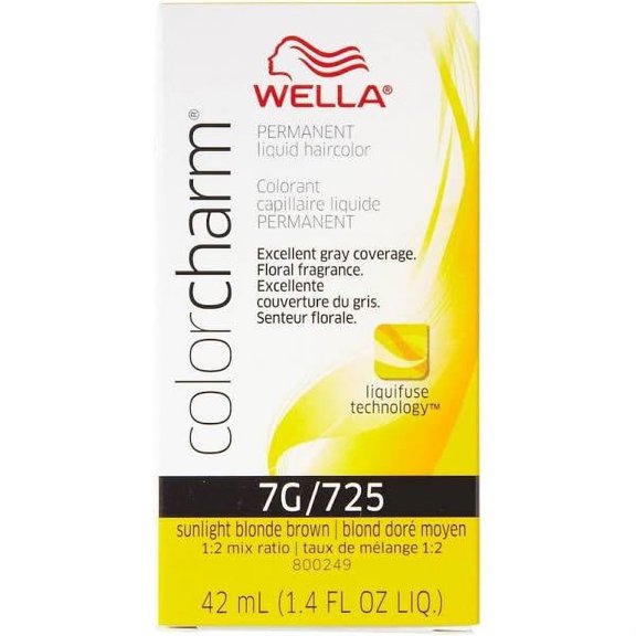 Wella COLOR CHARM, HAIR COLOR Permanent Liquid Haircolor, 7G/725 Sunlight Blonde Brown, 1.4 Oz.
