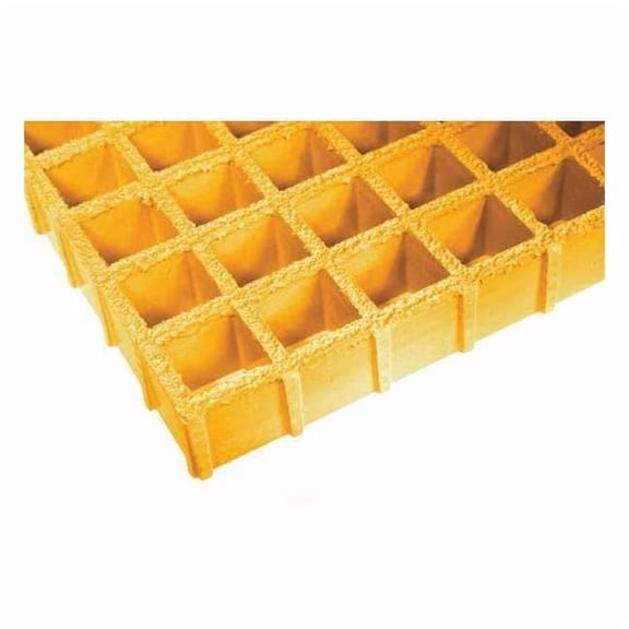 Fiberglass Molded Grating, 60 in Span, Grit-Top Surface, Corvex Resin, Yellow