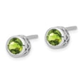 thumbnail image 2 of Auriga Fine Jewelry 925 Sterling Silver Rhodium-plated Peridot Round Post Stud Earrings for Women, 2 of 6