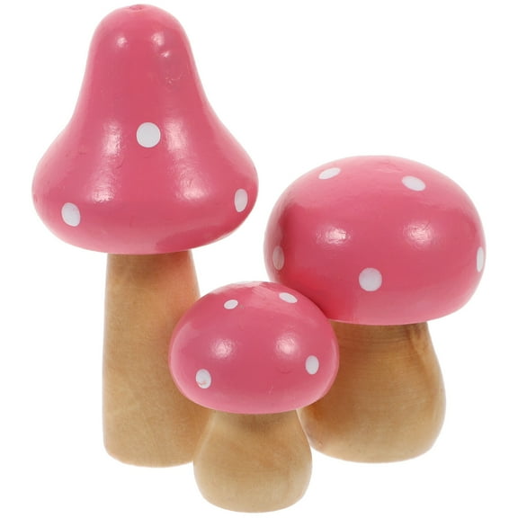 3 Pcs Small Mushroom Decorations Fairy Garden Mushrooms Plant Accessories Pink
