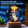 thumbnail image 5 of Harpi LED Night Light, Room Decor, Crystal Ball Night Light Engraved Holy Family Figurine Statue with Wooden Stand Color Changing Light Glass Religious Collection Catholic Church Christmas Gifts, 5 of 7