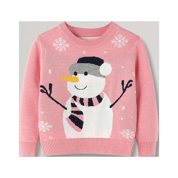 Suéter Jersey de dibujos animados para niños Estilo navideño Algodón Manga larga Top Traje de vacaciones Ygjytge Rosa T 2-3 años Única para Niño