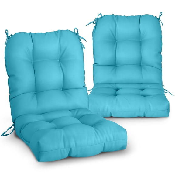 EAGLE PEAK Tufted Outdoor/Indoor Seat/Back Chair Cushion, Set of 2, 42'' x 21'', Blue