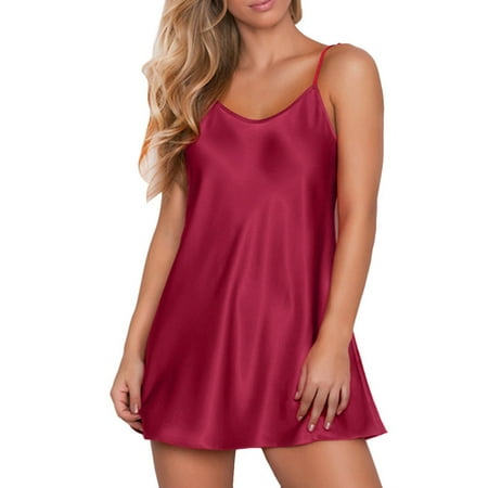 

GORHGORH Women Sleepwear Unlined Bra Sexy Backless V-Neck Sleeveless Babydoll Nightdress Chemise