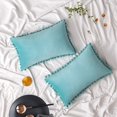 thumbnail image 1 of Pcs Of 2 Velvet Throw Pillow Covers Pompom Decorative, 1 of 5