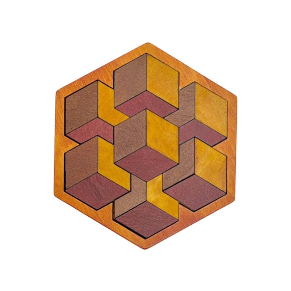 Puzzle Tangram de madera hexagonal para niños, juguete de aprendizaje temprano