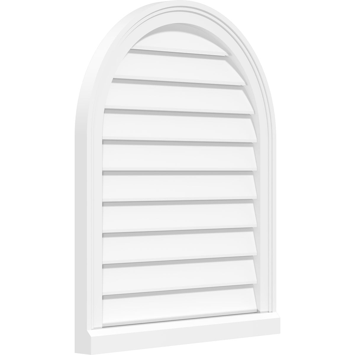 30"W x 42"H Round Top Surface Mount PVC Gable Vent: Functional, w/ 2"W x 2"P Brickmould Sill Frame