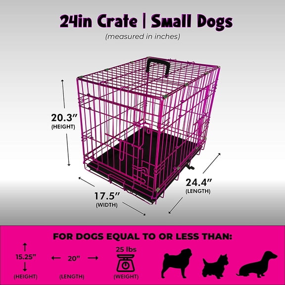 PET Expressions Luxury Colorful 24 Inch Foldable Dog Crate with 2 Doors | Free Training Ebook and Pet Calming Music | 3 Colors & 3