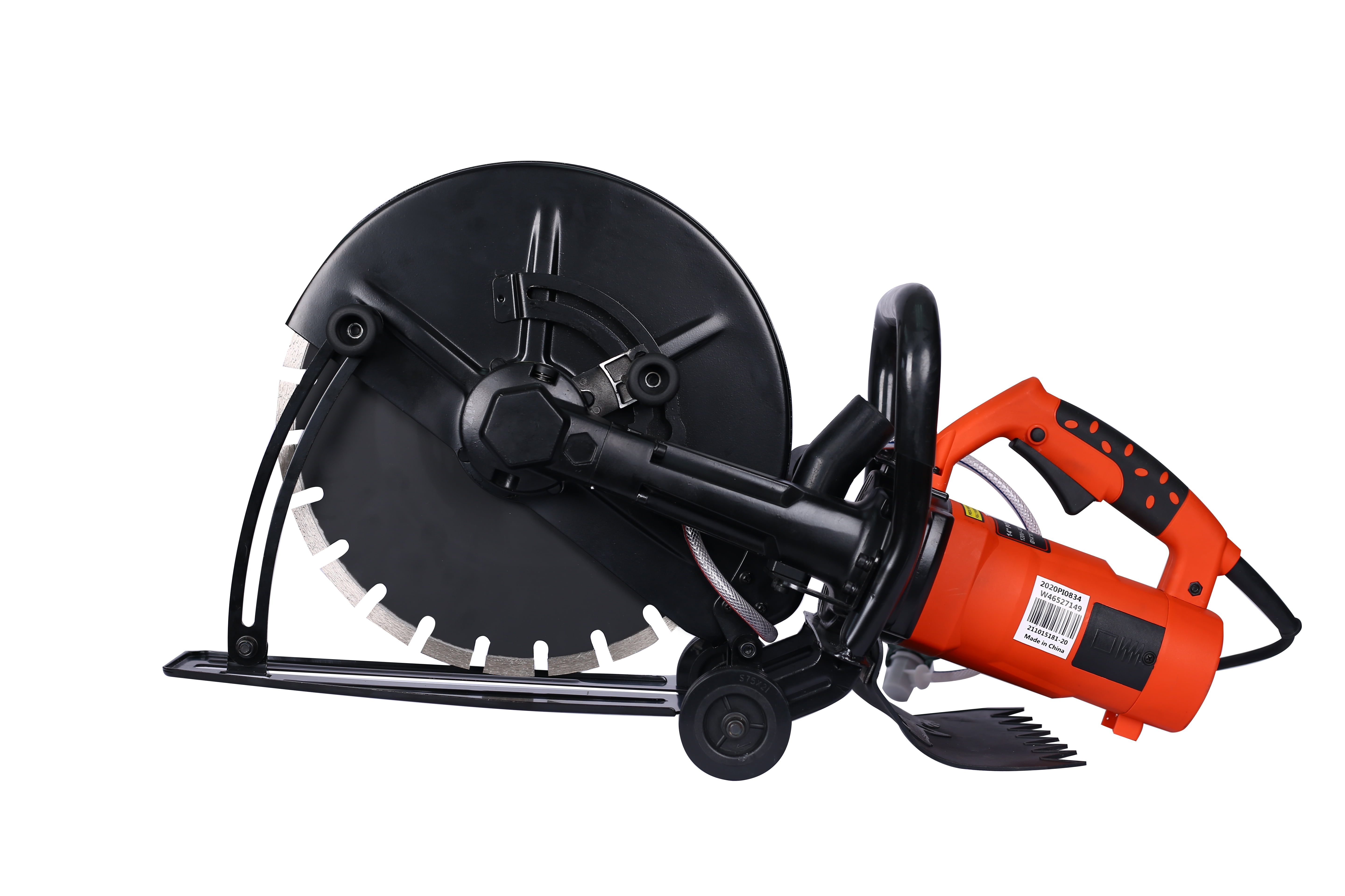 Electric 14' Cut Off Saw Wet/Dry Concrete Saw Cutter with Guide Roller and Water Line Attachment, 3000W, Black and Silver