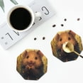 thumbnail image 4 of Naloa Cute Sunflower Guinea Pig Leather Coasters for Drinks, Durable Drink Coasters 4 Set for Tabletop Protection, Luxurious Home Décor and Housewarming Gift ( {designName})Octagon, 4 of 6