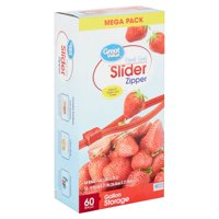 Great Value Slider Zipper Storage Bags, Gallon, 60 Count