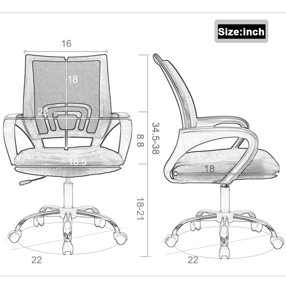 BestOffice Ergonomic Mesh Office Chair, Lumbar Support, Adjustable Height with Armrests for Adults, Teens, 2 Pack(Green)