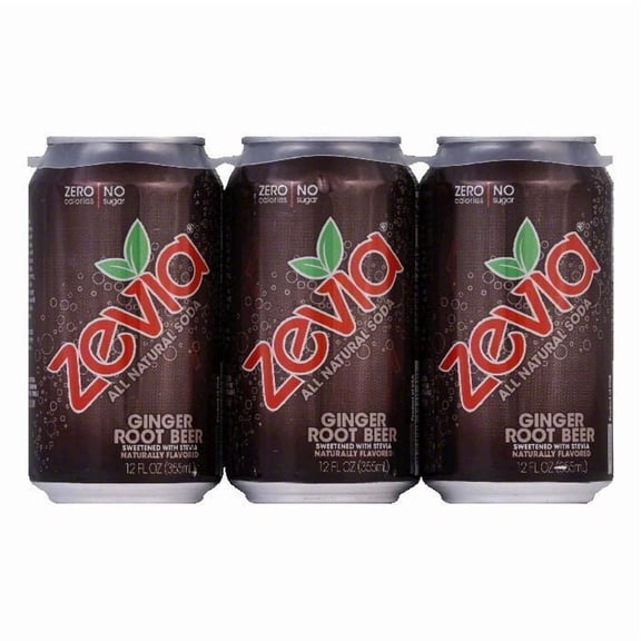 Zevia Zero Calorie All Natural Soda, Ginger Root Beer, 12 Fl Oz, 6 Count