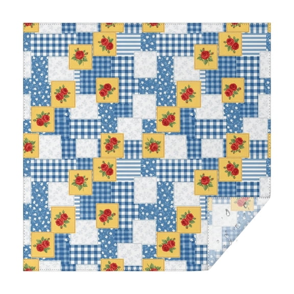 Pioneer Flower Floral Print Pattern Square Tablecloth, Waterproof Wipeable Spillproof Washable Table Cover for Home Kitchen Party Decor, 42"x42"