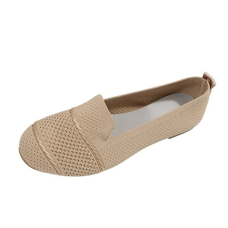 

WNVMWI Womens Shoes Loafers Shoes for Women Fashion Sneakers Work Shoes Business Casual Ladies Solid Breathable Knitted Mesh Flat Casual Single Shoes Comfortable Walking Shoes Footwear Size 38