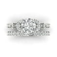 thumbnail image 2 of 3.06 ct Brilliant Round Cut White Sapphire 18K White Gold Solitaire with Accents Engagement Bridal Wedding Ring Band Set size 6.5, 2 of 7